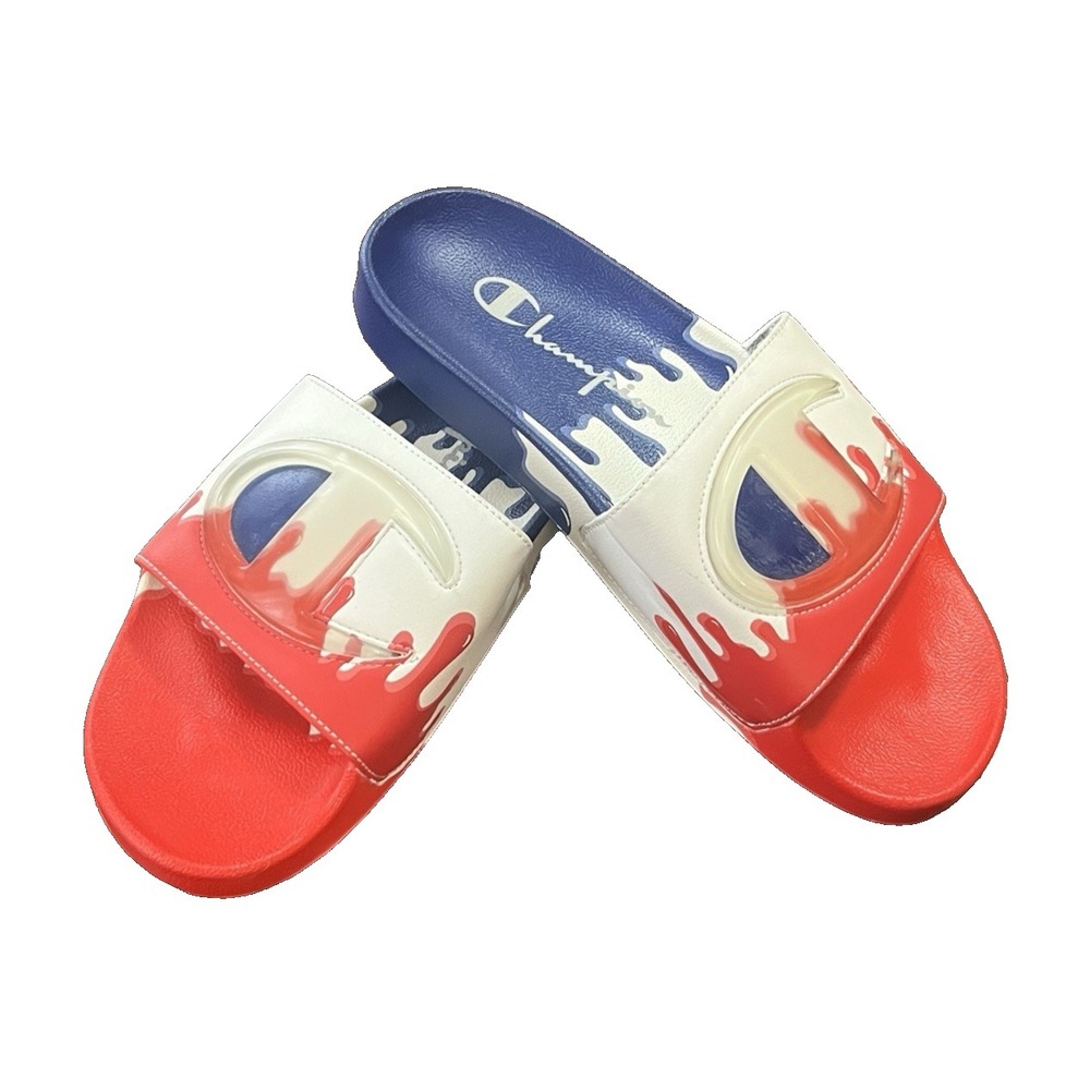 Champion IPO Drip Slides CP102177M Men's 8M Red White & Blue Athletic Sandals